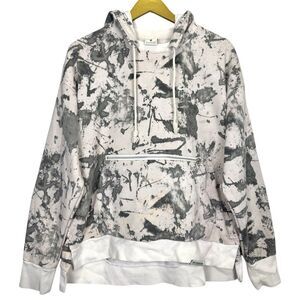 Nike Womens Standard Issue Hoodie XL Paint Splatter Gray Zip Pocket FLY Logo